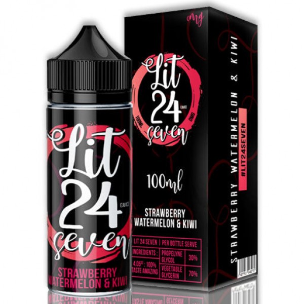 Lit 24 Seven Strawberry Watermelon & Kiwi 0mg 100ml Short Fill (EXP)
