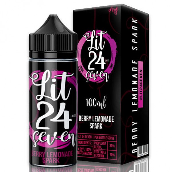 Lit 24 Seven Berry Lemonade Spark 0mg 100ml Short Fill (EXP)
