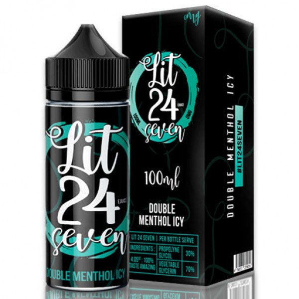 Lit 24 Seven Double Menthol Icy 0mg 100ml Short Fi...