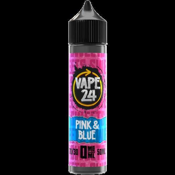 Vape 24 Sweets: Pink Blue 0mg 50ml Short Fill E-Li...