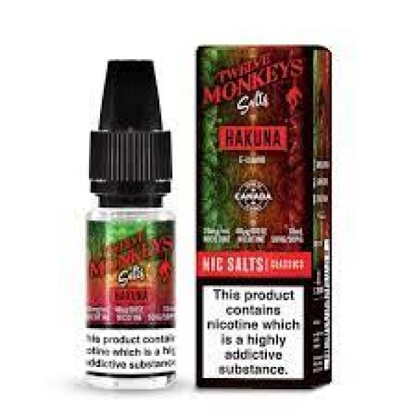 12 Monkeys Hakuna Nic Salt 20mg 10ml Out Of Date